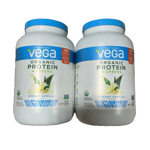 2 PACK Vega Organic Protein and Greens, Vanilla, 21g Protein 26 Servings 2.2 Lbs